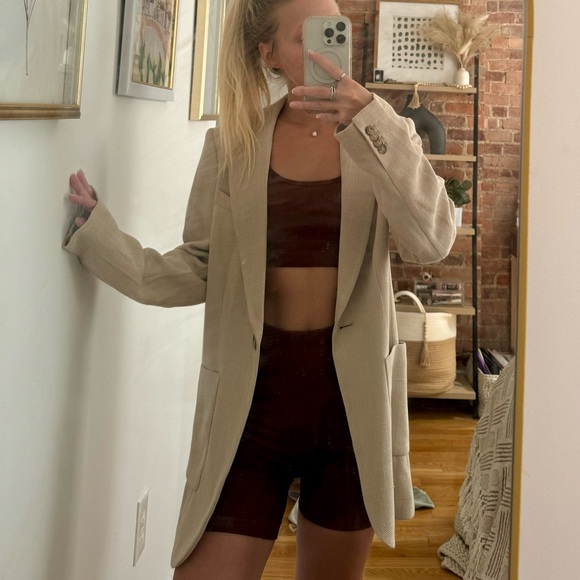 Relaxed fit beige textured blazer bnwot size xs - Picture 6 of 6